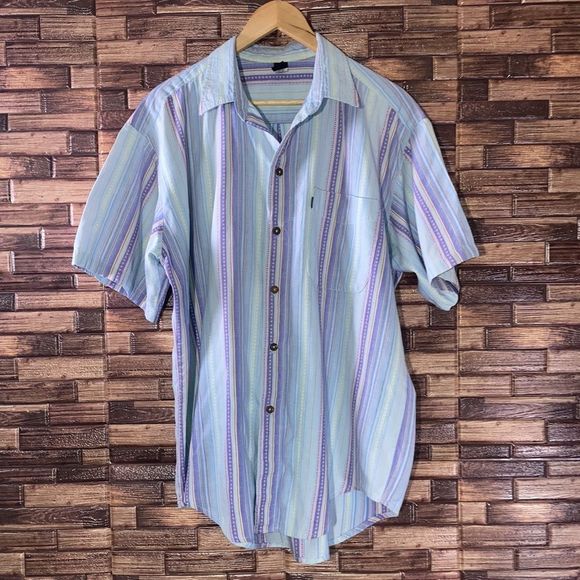 Bundle of 2 Indie Style Solet Multi Color Button Down Large Shirts - Picture 8 of 15